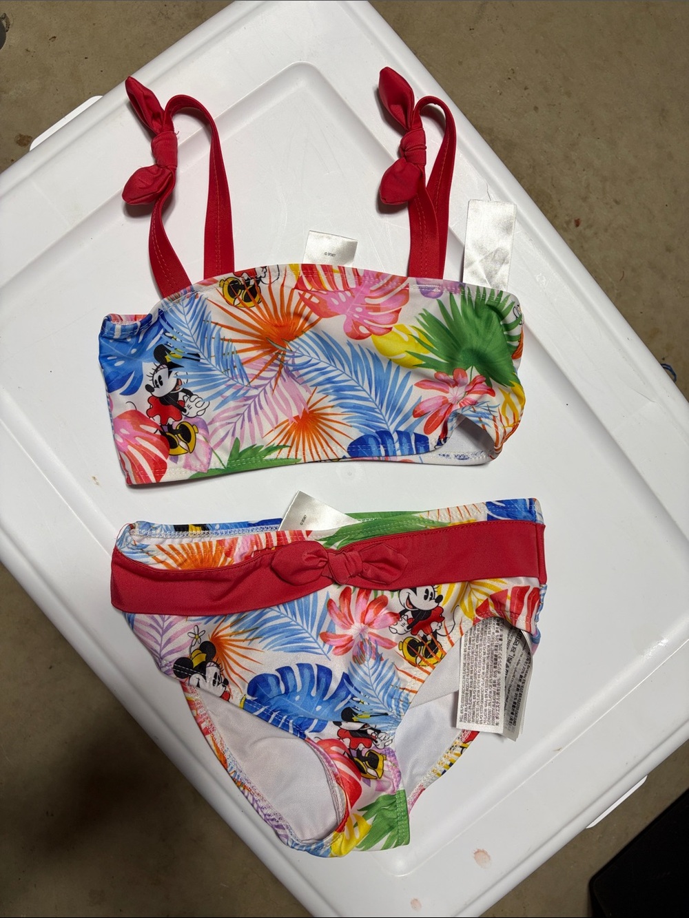 Disney Girls' Tropical Bikini Setwith Minnie Mouse New Without Tags -Size 7/8